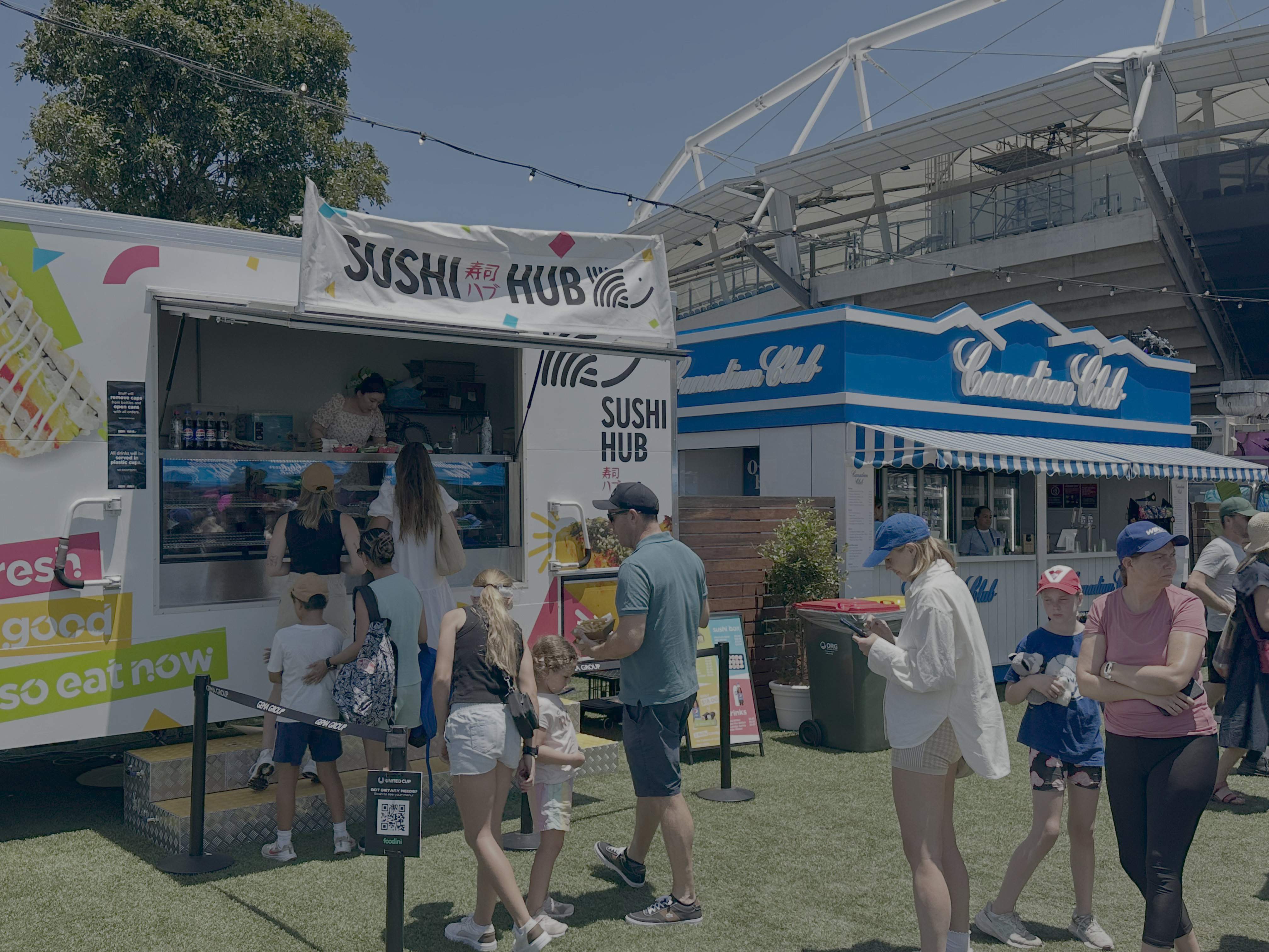 Food vendor stall at the United Cup event